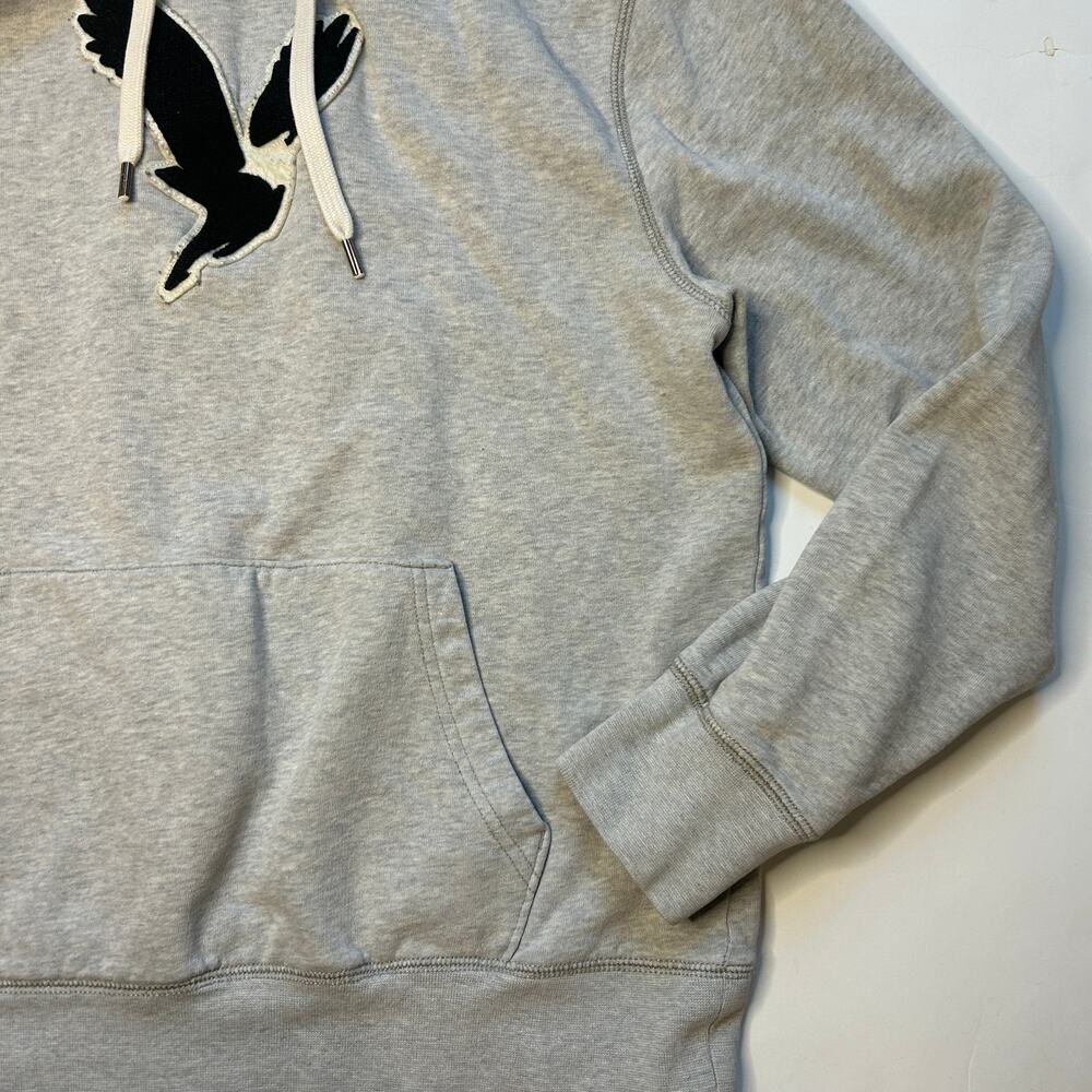 American Eagle Super Soft Gray Graphic Pullover Fleece Hoodie Small - Picture 4 of 6